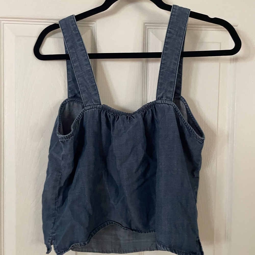 LOFT Chambray Crop Tank in Indigo - Picture 3 of 3